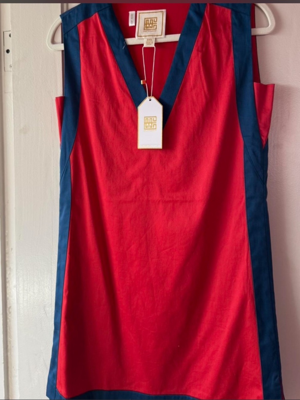 Women's Red and Navy Mini Dress - Brand: Emily Mccarthy